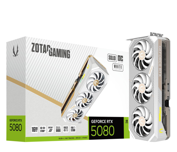 ZOTAC GeForce RTX 5080 Solid OC White 16GB GDDR7 DLSS4 - 1323289 - zdjęcie